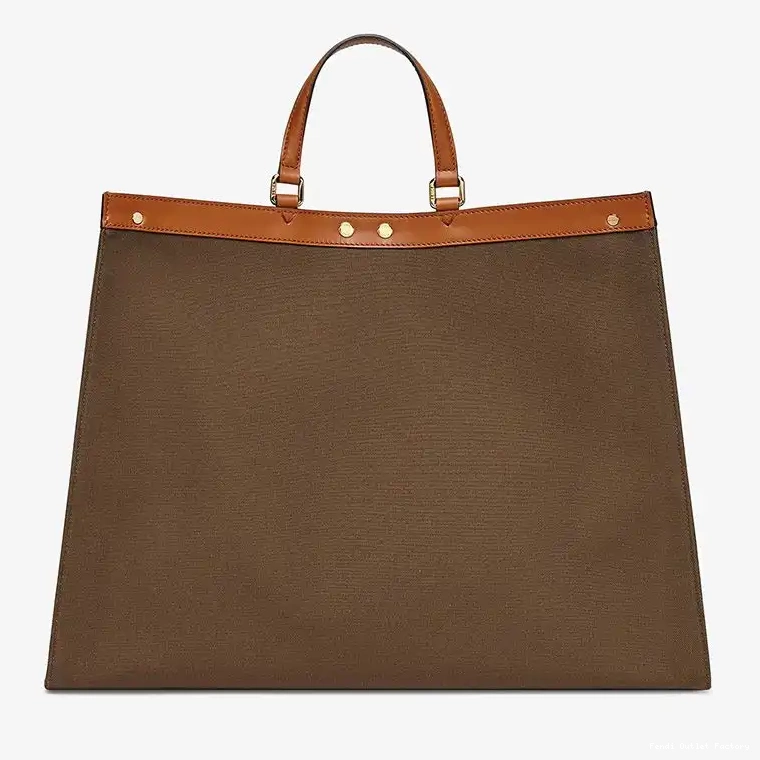 Cheap HOT Medium Peekaboo Brown Canvas X-Tote ROMA Logo In Fendi 0705